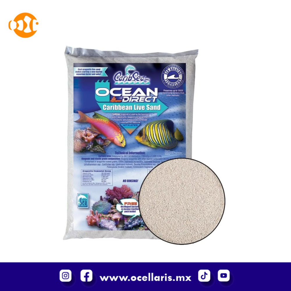 Ocean Direct - Sustrato de Aragonita viva - 20 lb